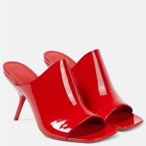 Ferragamo Era Patent Stiletto Mule Sandal in Flame Red